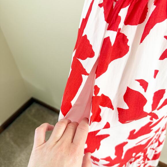 Evereve Coral & White Floral Print Ria Maxi Dress Women's Size Small Square Neck - Picture 5 of 9